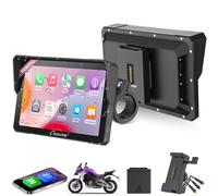 CARPURIDE W702RS Pro Motorrad Carplay Bildschirm mit Radar BSD und BM05 Halterung, Wireless CarPlay & Android Auto, 7 Zoll wasserdichter Touchscreen, Gegensprechfunktion, Dual Bluetooth