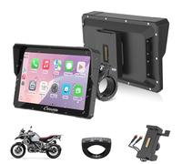 Carpuride W702S Motorrad Carplay Bildschirm mit BM05 Halterung für Plug-and-Play, Kabelloses CarPlay und Android Auto, Wasserdichter 7" Touchscreen, Bluetooth Trans, Verdrahtet Controller, Navigation.