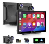 Carpuride W905 Kabelloses Carplay & Android Autoradio mit Dashcam, Tragbarem 9 Zoll HD Touchscreen, 4K Front & Rückfahrkamera, Loop Aufnahme, Bluetooth, Mirror Link, GPS, Siri, FM, 64G TF Karte.