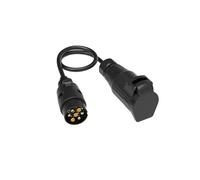 cartrend Adapterkabel 7 auf 13-polig, 0,5 m, 12V Anhänger Adapter, DIN ISO 1724/11446, mit Klappdeckel, PVC Kabel, für Anhänger, Wohnwagen & Caravan, Flexible Verbindung