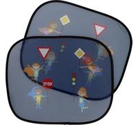 cartrend Auto-Sonnenschutz HERO , schützt vor Hitze und UV-Strahlen, mit Saugnapf, buntes Design für Kinder, 2er Set, blau