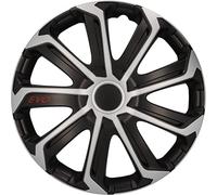 cartrend Radkappen Evo, 14 Zoll, für alle gängigen Stahlfelgen, aus Spezial-ABS-Qualitätskunststoff, schlagfest, zweischichtige Metallic-Lackierung, überlackierbar, schwarz-silber, 4 Stück