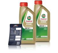 Castrol 2x 1 L EDGE 0W-40 A3/B4 + Ölwechsel-Anhänger [Hersteller-Nr. 15F6B4]