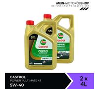 Castrol Power 1 Ultimate 4T Motorradöl 5W-40 JASO MA-2 2x4 Liter = 8 Liter