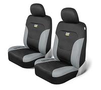 CAT Caterpillar Flexfit Auto-Sitzbezüge für PKW, LKW und SUV, Schwarz, Sitzbezüge für Vordersitze, Sitzschoner mit Grauer Wabenbesatz, Auto-Innenbezüge, 2er-Set