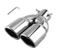 Catekro Auspuffblende Doppelrohr, 38-54mm Einlass Universell Verstellbar Schraubbar Auspuff Endrohr Auspuffspitzen Schalldämpfer Auspuff Blende für Endrohre Robuste Edelstahl (Hochglanz Silber)