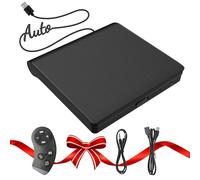 CD Player für Auto mit USB Anschluss - Lehwey CD Laufwerk für Auto mit 1M Verlängerungskabel, Externes CD Laufwerk für Laptop, PC, Fernseher, kompatibel mit Android Autoradio, Externer CD Spieler Auto