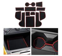 CDEFG Kompatibel mit VW Polo AW MK6 2018-2024 2025 Gummimatten Mittelkonsole rutschfest Antirutschmatten Anti-Staub Becherhalter Gummi Matte Armlehne Aufbewahrung Polo Zubehör (Rot)