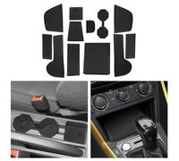CDEFG Kompatibel mit VW Polo AW MK6 2018-2025 2026 Gummimatten Mittelkonsole rutschfest Antirutschmatten Anti-Staub Becherhalter Gummi Matte Armlehne Aufbewahrung Polo Zubehör (Schwarz)