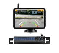 CEMOFE 5 Zoll Rückfahrkamera Kabellos Set 1080P Solar Kabellos Rückfahrkamera Kabellose Rückfahrkameras für PKW mit Nachtsicht 5000mAh Akku für Auto LKW SUV Wohnmobil
