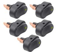 CENPEK 5 Stück Wasserdichter LED-Beleuchteter Wippschalter 12 V 30 A SPST 3-Poliger Ein-Aus-Schalter mit Blauem Runden Punkt für Auto,Boot,Marine-Gelbe LED