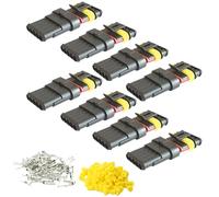CESFONJER 8 Set 5 Poliger Stecker Steckverbinder Wasserdicht Schnellverbinder IP67 AMP PA66 Nylon Steckdose Set für KFZ LKW Auto Kayak Boote Roller Motorrad