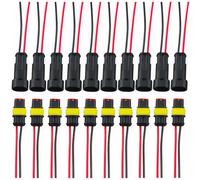CESFONJER Wasserdicht Schnellverbinder, 10 Paare Kabel Steckverbinder Stecker mit 8cm Draht für KFZ LKW Auto Kayak Boote Roller Motorrad (2 Polig)