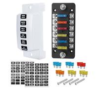 Chelhead 6 Fach Sicherungshalter 12 Volt ATC/ATO KFZ Sicherungskasten 6 Stromkreise Mit Negativer Positiver 12v Verteilerblock kompatibel mit 12V/24V Autos LKW Boot VAN SUV Marine Fahrzeug