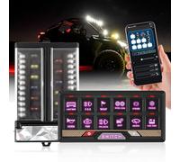 Chelhead RGB 12 Gang Bluetooth Schalttafel Acc Batteriesteuerung Kippschalter Momentanimpulsschalter für LED-Lichtleiste APP-Steuerung Wasserdicht, Kompatibel mit LKW, Boot, SUV, Wohnmobil