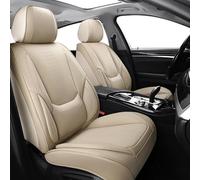 Chezope Autositzbezüge, komplettes Set, universelle Passform für die meisten Autos, SUVs, Limousinen, LKWs, Leder, Autositzkissen, Autositzbezug, Autozubehör, wasserdicht, Autositzbezüge, SUV, Beige