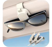 Chfeila Brillenhalter für Auto, 360° Drehbar, 2 Stück Sonnenbrillenhalter | 2026 Upgrade, Magnetischer Sonnenbrillenhalter, Universaler Leder Sonnenblende Clip, Auto Gadgets Zubehör Innenraum, Weiß