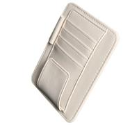 CHICAMPERA Auto Sonnenbrillenhalter aus Pu und Kartenhalter Praktischer Brillenhalter für Sonnenblende im Auto Beige für Fahrzeug Organizer