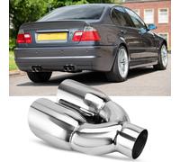 Chrom 60MM Auspuffblende Endrohr Edelstahl Doppelrohr für 3er E46 318 320