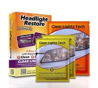Clear Lights Tech Scheinwerfer Aufbereitung Set Auto ohne Schleifen - Scheinwerfer Politur & Reinigung - Headlight Restoration Kit - entfernt Vergilbung & Oxidation - UV-Schutz