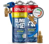 ClimaSet 1x 3in1 + 1x R1234yf Kältemittel Ersatzgas - Kühlmittel Klima Auto mit Klima Dichtmittel und Öl - 2x235g Auto Klimaanlage Nachfüllset - Klimaanlage Wohnmobil - Klimaanlage Schlauch