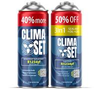 ClimaSet 3in1 R1234yf Kältemittel Ersatzgas - Kühlmittel Klima Auto mit Klima Dichtmittel und Öl - Gasflasche 2x325 g - Auto Klimaanlage Nachfüllset - Klimaanlage Wohnmobil - ECO