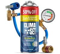 ClimaSet 3in1 R134a kältemittel Ersatzgas - Kühlmittel Klima Auto - Gasflasche 1x235 g Auto Klimaanlage Nachfüllset - Wohnmobil - Klimaanlage Schlauch - Manometer Klimaanlage - ECO