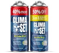 ClimaSet 3in1 R134a Kältemittel Ersatzgas - Kühlmittel Klima Auto mit Klima Dichtmittel und Öl - Gasflasche 2x325 g - Auto Klimaanlage Nachfüllset - Klimaanlage Wohnmobil - ECO