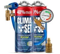 ClimaSet R1234yf Kältemittel Ersatzgas - Kühlmittel Klima Auto mit Klima Dichtmittel und Öl - Gasflasche 2x235 g Auto Klimaanlage Nachfüllset - Klimaanlage Wohnmobil - Klimaanlage Schlauch