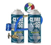 ClimaSet R134a kältemittel Ersatzgas - Kühlmittel Klima Auto - Gasflasche 2x170 g Auto Klimaanlage Nachfüllset - Wohnmobil - Klimaanlage schlauch - Manometer Klimaanlage - ECO
