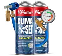 ClimaSet R134a kältemittel Ersatzgas - Kühlmittel Klima Auto - Gasflasche 2x235 g Auto Klimaanlage Nachfüllset - Wohnmobil - Klimaanlage schlauch - Manometer Klimaanlage - ECO