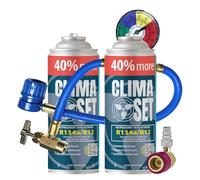 ClimaSet R134a kältemittel Ersatzgas - Kühlmittel Klima Auto - Gasflasche 2x235 g Auto Klimaanlage Nachfüllset - Wohnmobil - Klimaanlage schlauch - Manometer Klimaanlage - ECO