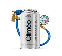 Climeo 2x400ml + Schlauch mit Manometer - Ökologisches Kältemittel R134a/R12 | S