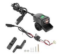 Cocoarm Motorrad-USB-Netzteil, PC-Dual-QC-3.0-USB-Ladegerät mit Spannungsmesser, wasserdichte 12-V-24-V-Steckdose für die Lenkermontage Am Roller-GPS-Smartphone-Tablet (Grüne Digitalanzeige)