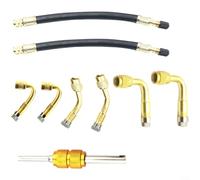 ComfyHarbor 9-teiliges Messing-Reifenfüller-Verlängerungsstangen-Set, Metall-Luftanschluss-Adapter mit 45 / 90 / 135 Grad Winkeln, mehrere Längen 75/150/180 mm, sicherer Drehtyp für Auto und Motorrad