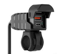 ComfyHarbor Dual-USB-Motorrad für Ladegerät mit LED-Voltmeter, schnelles Aufladen, wasserdichter Handy-Adapter für Lenker oder Spiegelhalterung, DC 12 V-24 V, kompatibel mit ATV, SUV, Boot, GPS