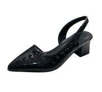 Compatible with Motorrad Schuhe Damen 40 On Toe Slip Womens Squared Sommer Damen Single Pointed Heel Schuhe Damen Pumps Schuhe Damen Herbst Leicht (Black, 40)