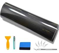 CompraFun 6D Carbon Folie, 300 x 30cm Schwarz Autofolie aus Vinyl, Car Wrapping Folie Selbstklebend Blasenfrei, Auto Folierung Schutzfolie für DIY, Auto, Motorrad, Fahrrad