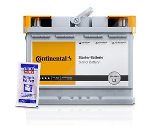 Continental Starterbatterie LB2 60Ah 580A + 10g Batterie-Pol-Fett [Hersteller-Nr. 2800012020280] für Chevrolet, Seat, Hyundai, Renault, Rover, Jeep, O