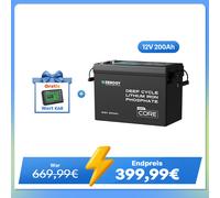 Core mini 12V 200Ah LiFePO4 Batterie mit Niedrigtemperaturschutz - inkl. 19% MwSt. / 1 Batterie + Gratis 500A Monitor