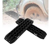 COSTWAY 2 Stücke Anfahrhilfe Sandbleche Offroad, Reifenleiter für Sand/Schlamm/Schnee, 10T, Recovery Board Tracks Mats, Traktionsmatte für Geländewagen Wohnmobil PKW LKW (Schwarz, 107 x 31 x 7 cm)