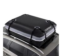 COSTWAY Dachbox Auto, 600 Liter Dachkoffer wasserdicht, Gepäckbox mit Anti-Rutsch-Matte, 6 Türhaken, Schloss & Tragetasche, tragbare Dachtasche XXL für Autos mit/ohne Gepäckträger (Grau)