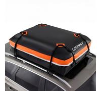 COSTWAY Dachbox Auto, 600 Liter Dachkoffer wasserdicht, Gepäckbox mit Anti-Rutsch-Matte, 6 Türhaken, Schloss & Tragetasche, tragbare Dachtasche XXL für Autos mit/ohne Gepäckträger (Orange)