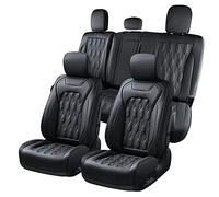 Coverado Autositzbezüge, komplettes Set, Leder, Ford F150, Sitzbezüge passend für 2015-2025, F150 und 2017-2025, F250, F350, F450, Super Duty Crew Cab XL XLT Lariat King Ranch Platinum (schwarz)