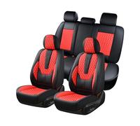 Coverado Autositzbezüge, komplettes Set, Leder-Sitzbezüge für Auto, wasserdicht, universelle Passform, für die meisten Autos, SUVs, LKWs mit Lendenwirbelstütze (rote Linie)
