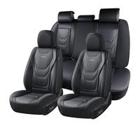 Coverado Autositzbezüge Vollständige Sets, 5 Stück Autositzschoner Wasserdicht Leder Sitzkissen Universal Fit für LKW Automotive Fahrzeuge Schwarz