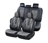 Coverado Autositzbezüge, vollständiges Set, Leder, mit Lendenwirbelstütze, wasserdichtes Vorder- und Rücksitzkissen für Autos, universelle Passform für die meisten Limousinen, SUV, Pick-up-LKW