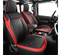 Coverado Jeep Wrangler JL Sitzbezüge 4-Türer, 2 Stück, Leder-Autositzbezug für Jeep Wrangler Fahrzeugzubehör, passgenau für Jeep Wrangler 2018-2023 Jeep Wrangler Sitzbezüge mit hinterem Becherhalter