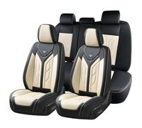 Coverado Sitzbezüge, Autositzbezüge, komplettes Set, Leder-Sitzbezüge für Autos, Autositzbezüge, Autositzschutz, Autozubehör, passend für die meisten Limousinen, SUVs, Pick-Up-LKW (Schwarz und Beige)