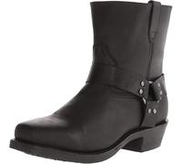 Cowboystiefel für Herren, Cowboy- und Bikerstiefel, Leder-Westernstiefel, rutschfeste Schnürstiefel bis zur Mitte der Wade, Schwarz, 41 EU